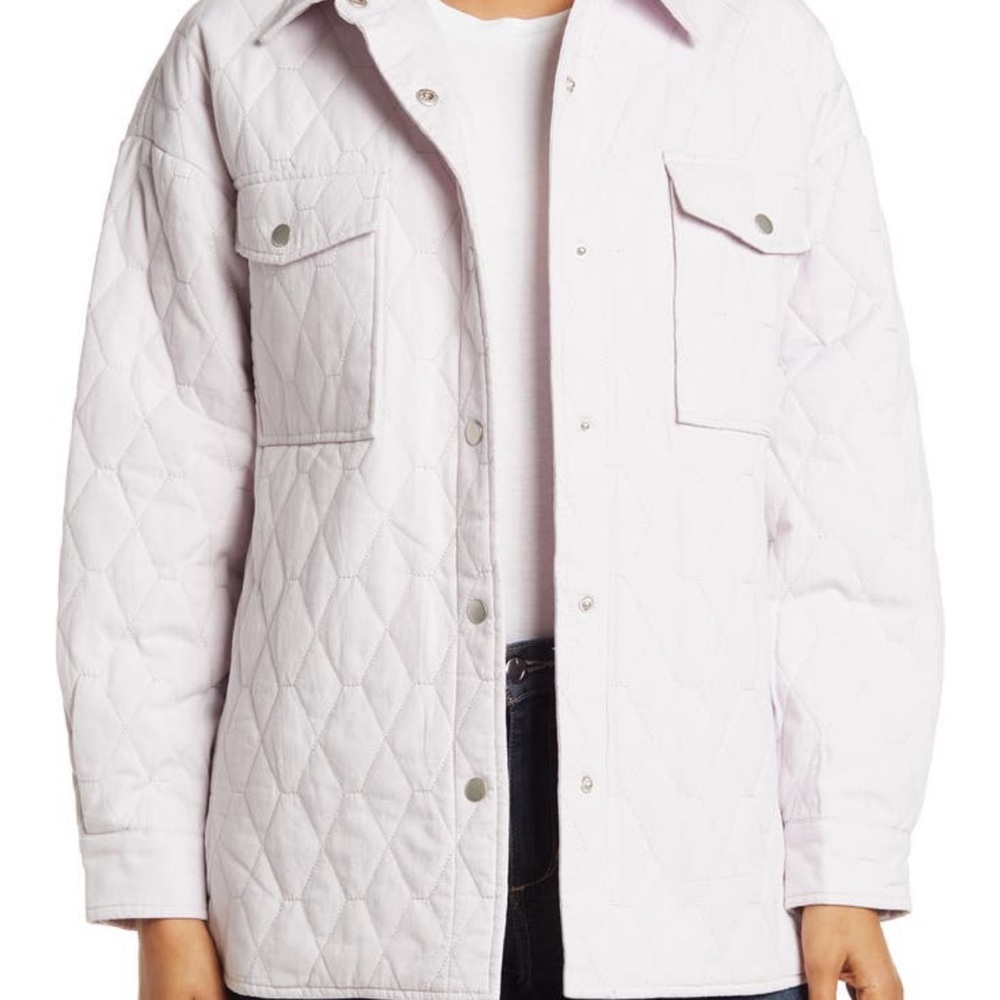 Coffee Shop Quilted Oversized Shirt Jacket Muted Lilac